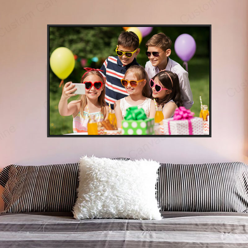 floating frame canvas wall art in bed room