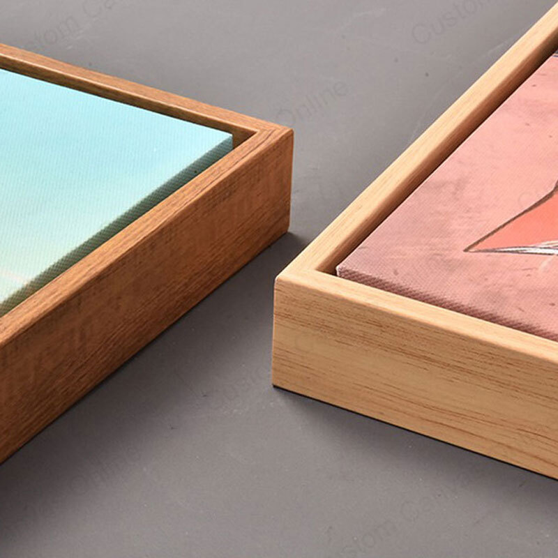 Close-up of large floating frame for canvas showing sharp, clean edges and minimalist design