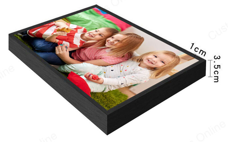 Detail shot of black floater frame highlighting the canvas edge and modern aesthetic