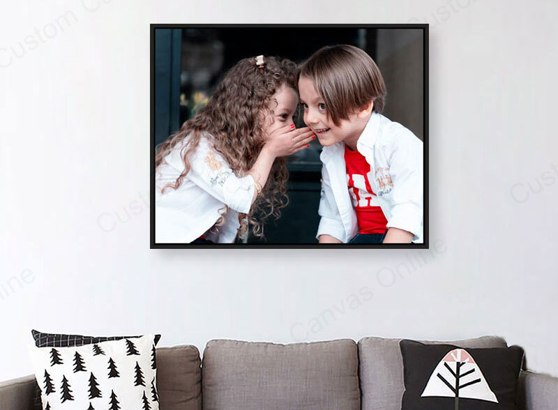 Close-up of large floating frame for canvas showing sharp, clean edges and minimalist design