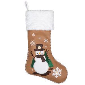 Vintage Embroidered Christmas Stocking - Frosty the Snowman
