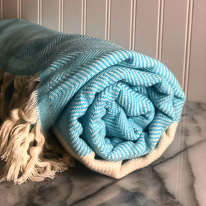 Aqua Zig Zag XL Turkish Blanket