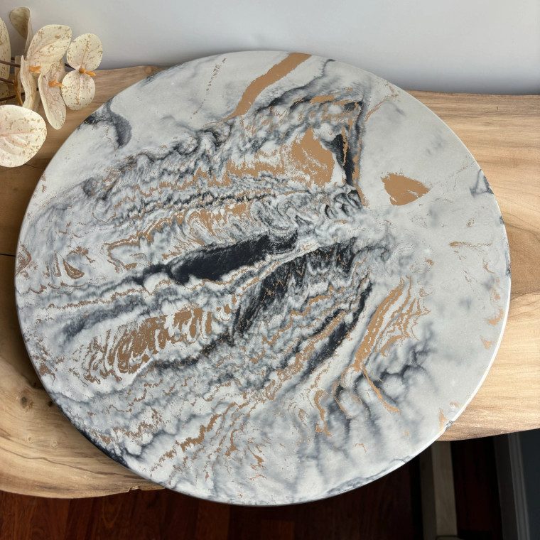 Chiyo Black + Gold Fusion Concrete Lazy Susan