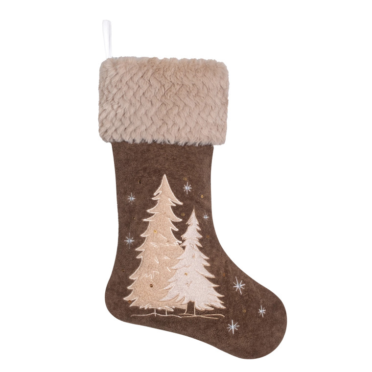 Mixed Craft Christmas Stocking - Trees
