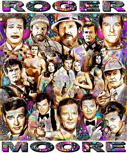 Roger Moore Tribute T-Shirt or Poster Print by Ed Seeman