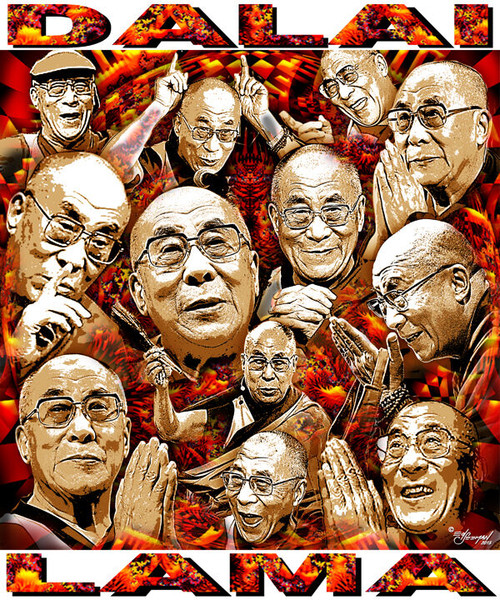 Dalai Lama Tribute T-Shirt or Poster Print by Ed Seeman