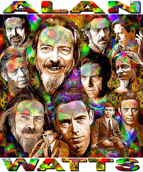 Alan Watts Tribute T-Shirt or Poster Print by Ed Seeman