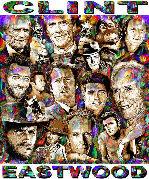 Clint Eastwood Tribute T-Shirt or Poster Print by Ed Seeman