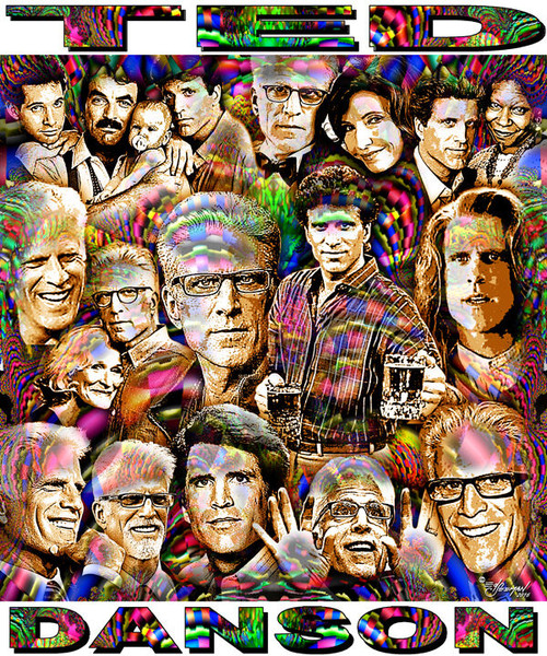Ted Danson Tribute T-Shirt or Poster Print by Ed Seeman