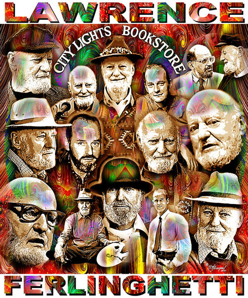 Lawrence Ferlinghetti Tribute T-Shirt or Poster Print by Ed Seeman