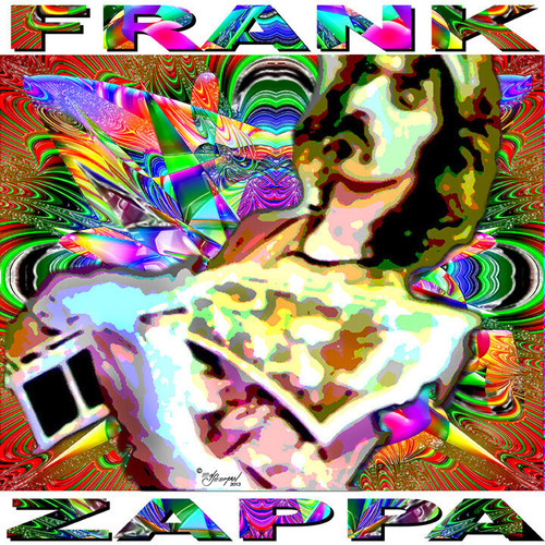 Frank Zappa Fractal Art Background Tribute T-Shirt or Poster Print by Ed Seeman