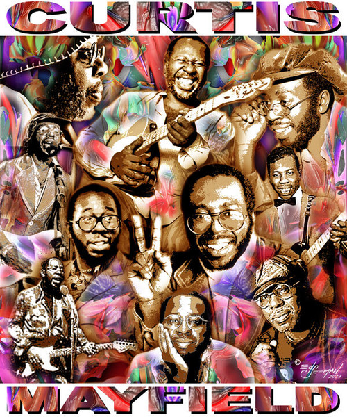Curtis Mayfield Tribute T-Shirt or Poster Print by Ed Seeman