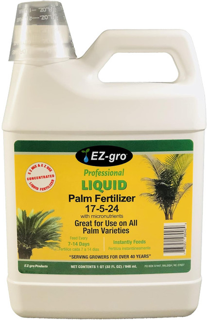 EZ-GRO Palm Tree Fertilizer 17-5-24 – Liquid Plant Food with Extra Micronutrients for Indoor and Outdoor Palms, 1 Qt