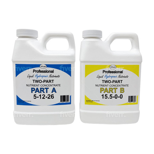 EZ-GRO Hydroponic Nutrient Combo – 1 Pint Each of Part A (5-12-26) and Part B (15.5-0-0) Liquid Plant Food