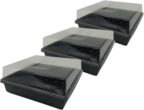 1010 Microgreen Tray Kit with Humidity Dome (Pack of 3) | Shallow Seed Starter Tray with Humidity Domes for Plants is a Complete Microgreen Germination Kit