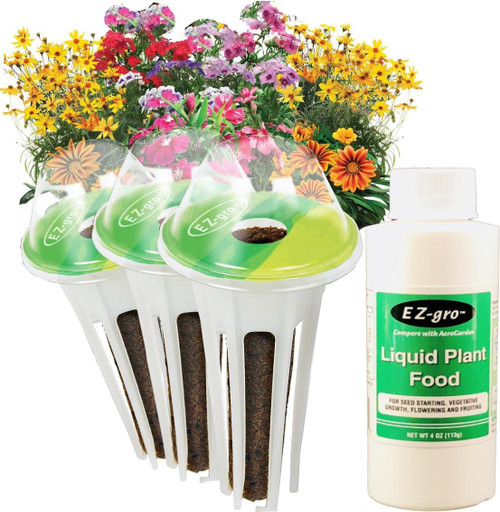 Mountain Meadows Flower Seed Pod Kit (3 Pod) with Pre-Seeded Pods and 4 oz Nutrients for Indoor Hydroponic Garden Systems