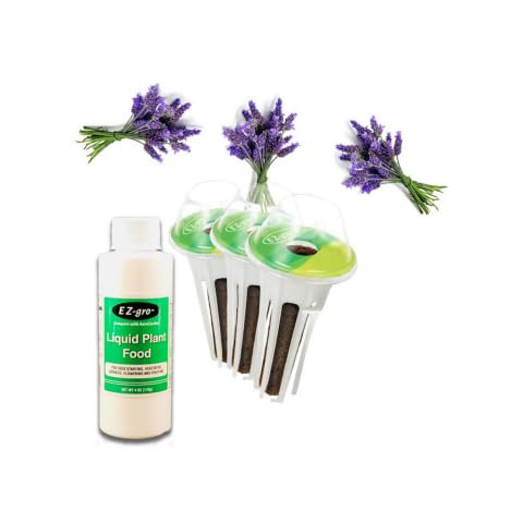 EZ-GRO Lavender Seed Pod Kit 3 Pod with Pre-Seeded Hydroponic Pods and 4 oz Liquid Nutrients for Indoor Hydroponic Garden