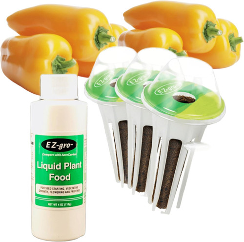 EZ-GRO Mini Yellow Bell Pepper Seed Pod Kit – Pre-Seeded 3 Pods with Hydroponic Nutrients for Indoor Hydroponic Gardens