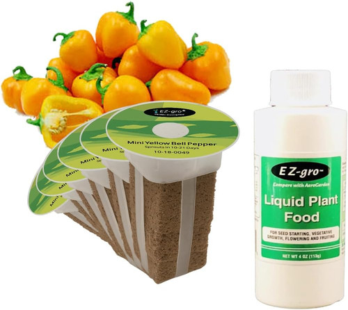 EZ-gro 6-Pod Mini Yellow Bell Pepper Seed Kit – Pre-Seeded Pods with Nutrients for Indoor Hydroponic Vegetable Gardens