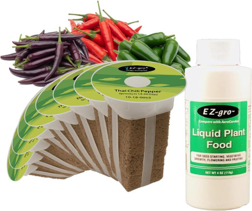 EZ-GRO Thai Hot Pepper Seed Pod Kit – 9 Pre-Seeded Pods with Hydroponic Nutrients for Indoor and Aerogarden Systems