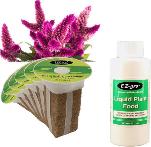 EZ-GRO Celosia Rainbow Pre-Seeded Seed 6-Pod Kit with OASIS Substrates sponges, compatible with hydroponic growing systems.