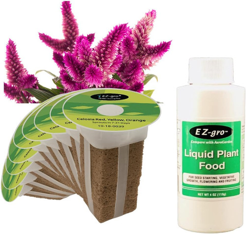 EZ-GRO Celosia Rainbow Pre-Seeded Seed 9-Pod Kit with OASIS Substrates sponges, compatible with hydroponic growing systems.