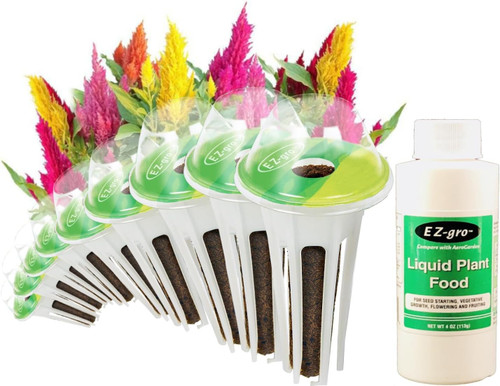 EZ-gro Celosia Rainbow Pre-Seeded Seed 12-Pod Kit with OASIS Substrates sponges, compatible with hydroponic growing systems.