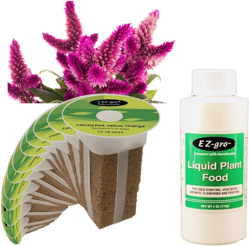 EZ-GRO Celosia Rainbow Pre-Seeded Seed 12-Pod Kit with OASIS Substrates sponges, compatible with hydroponic growing systems.