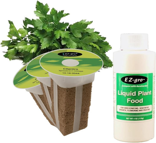 EZ-GRO Cilantro Pre-Seeded Hydroponic Seed Pod Kit with non-GMO OASIS Substrates sponges for fresh, slow-bolt cilantro growth.