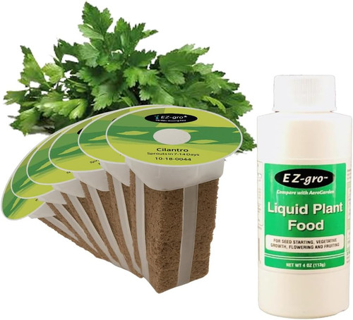 EZ-GRO Cilantro Pre-Seeded Hydroponic Seed 6-Pod Kit with non-GMO OASIS Substrates sponges for fresh, slow-bolt cilantro growth.