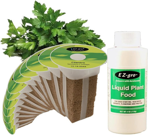 EZ-GRO Cilantro Pre-Seeded Hydroponic Seed 12-Pod Kit with non-GMO OASIS Substrates sponges for fresh, slow-bolt cilantro growth.