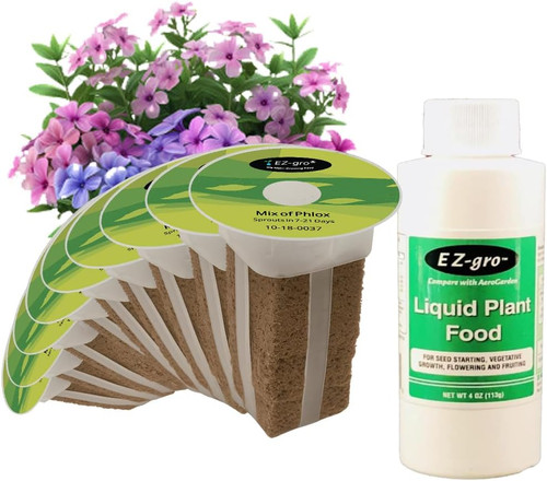 EZ-GRO Phlox Mix pre-seeded hydroponic 9-pod kit with OASIS Substrates, nutrients, and germination domes.