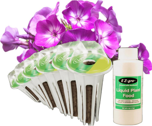 EZ-gro Phlox Mix pre-seeded hydroponic pod kit with OASIS Substrates, nutrients, and germination domes.