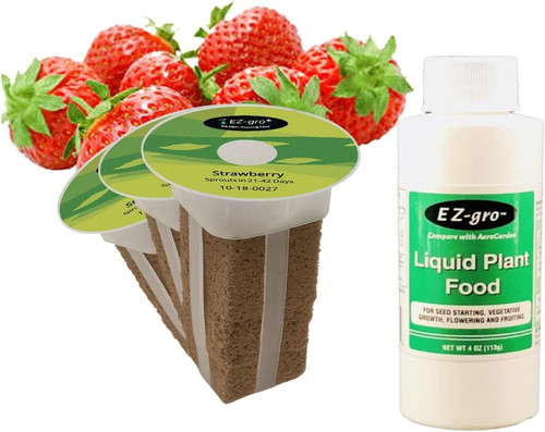 EZ-GRO Alexandria strawberry pre-seeded hydroponic seed 3-pod kit with Oasis substrate for indoor growing