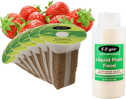EZ-GRO Alexandria strawberry pre-seeded hydroponic seed 6-pod kit with Oasis substrate for indoor growing