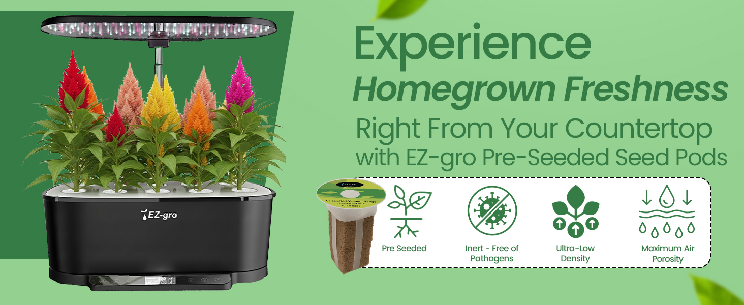 EZ-gro Celosia Rainbow 9-pod homegrown flowers grown fresh in a soil-free hydroponic garden