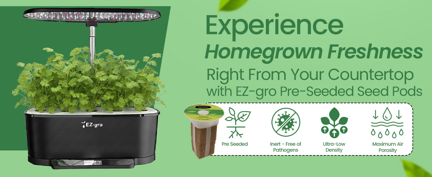 EZ-gro Cilantro 9-pods homegrown freshness harvested from a soil-free hydroponic garden