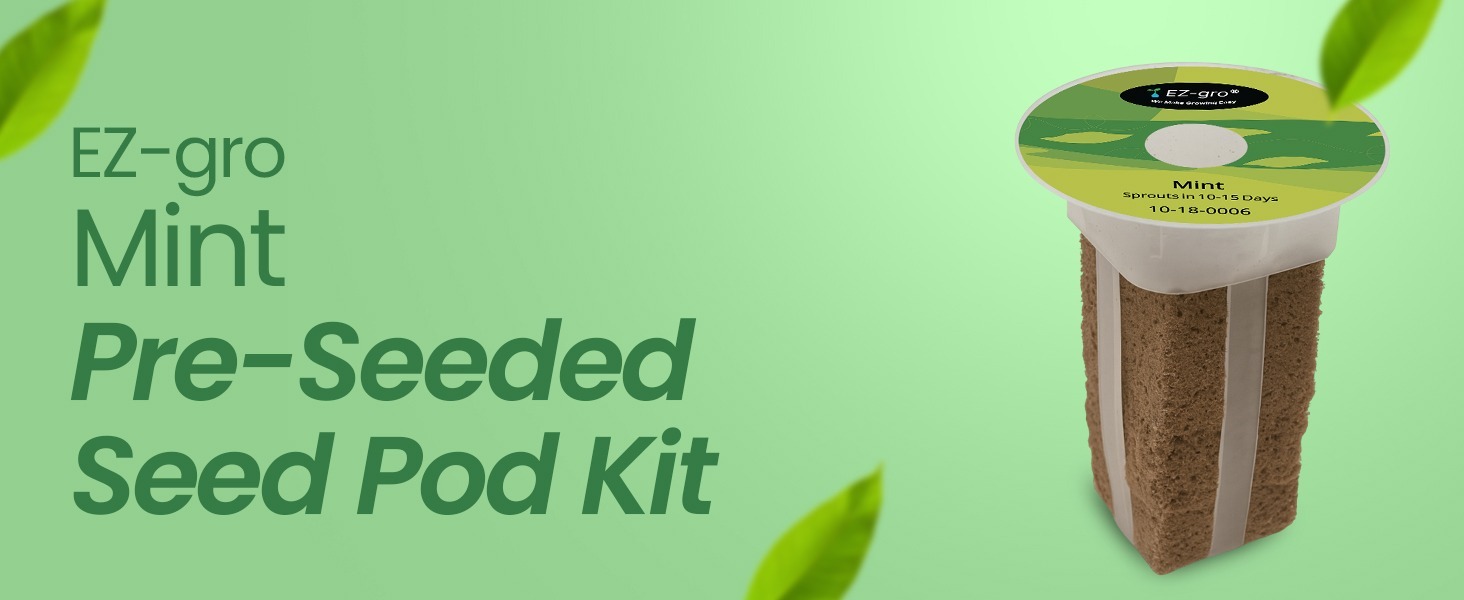 EZ-gro Common Mint pre-seeded hydroponic seed 6-pods kit with Oasis substrate for indoor growing