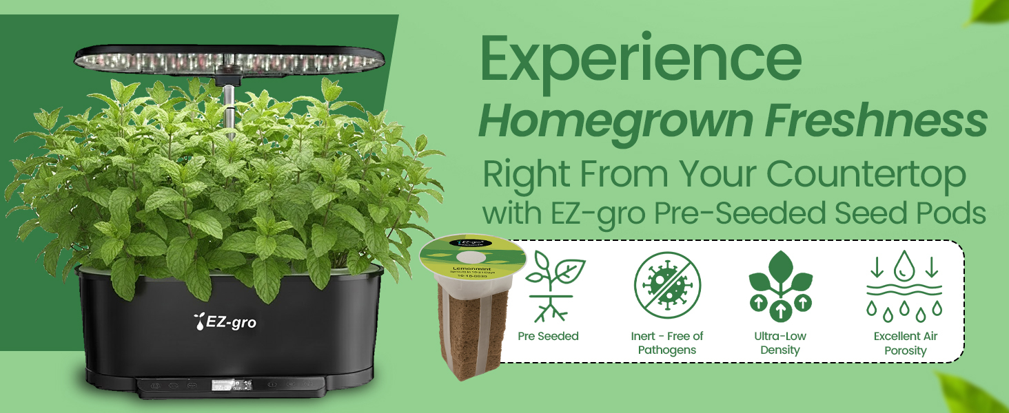 Homegrown Fresh Tea herbs grown indoors with EZ-GRO hydroponic seed 6-pod system