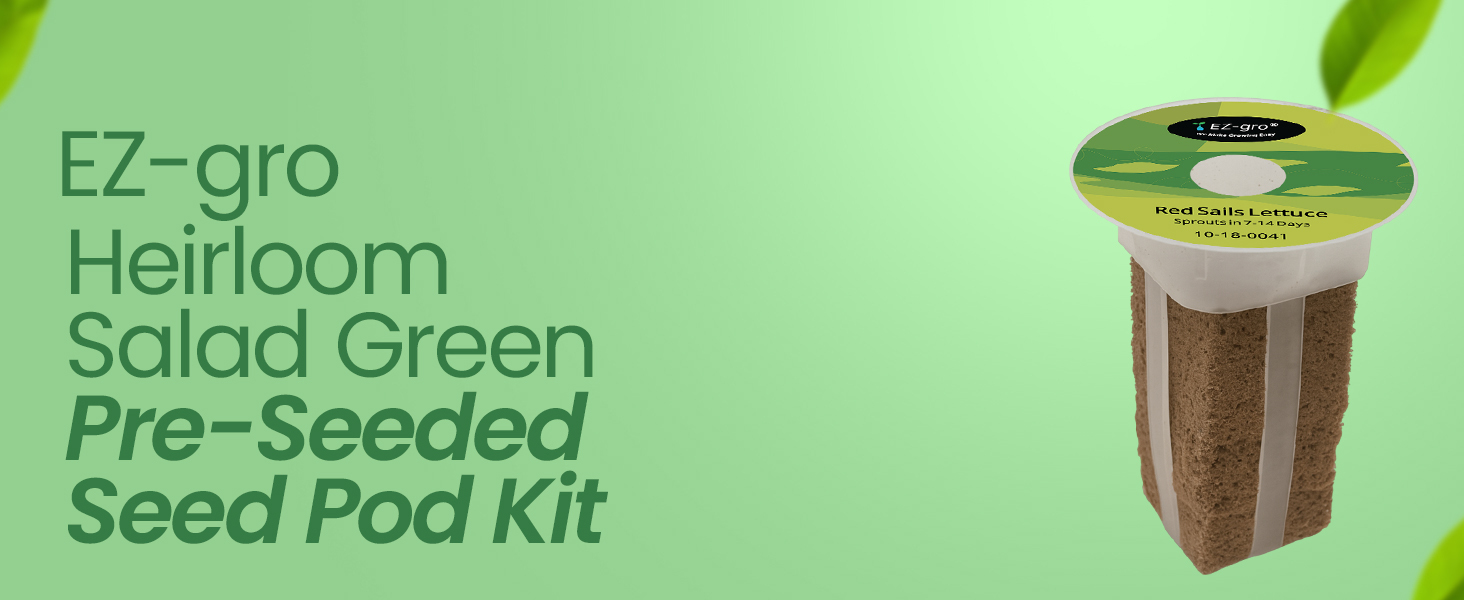 EZ-gro Heirloom Salad Green 9-pod pre-seeded seed kit with soil-free Oasis® sponges for hydroponic systems