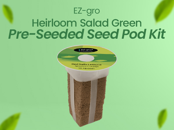 EZ-gro Heirloom Salad Green 3-pods pre-seeded seed kit with soil-free Oasis® sponges for hydroponic systems