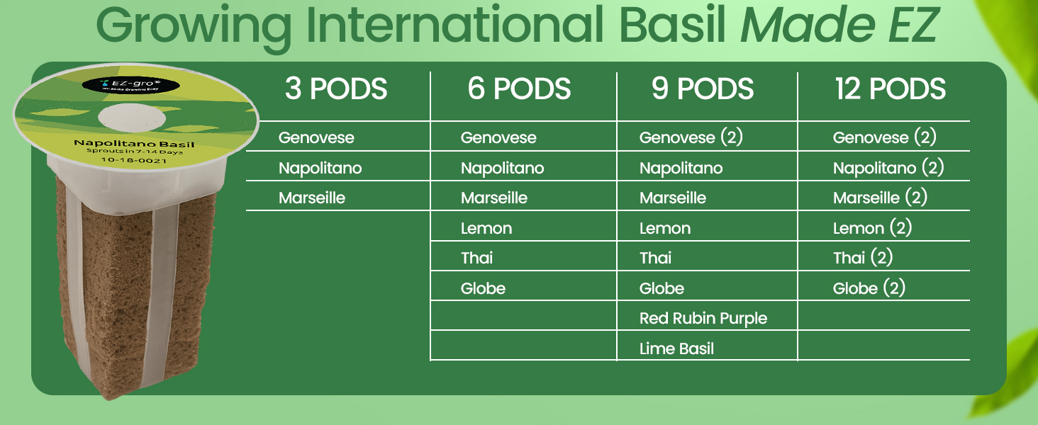 Growing made EZ with EZ-gro International Basil 3-pod hydroponic seed pod kit, no assembly required