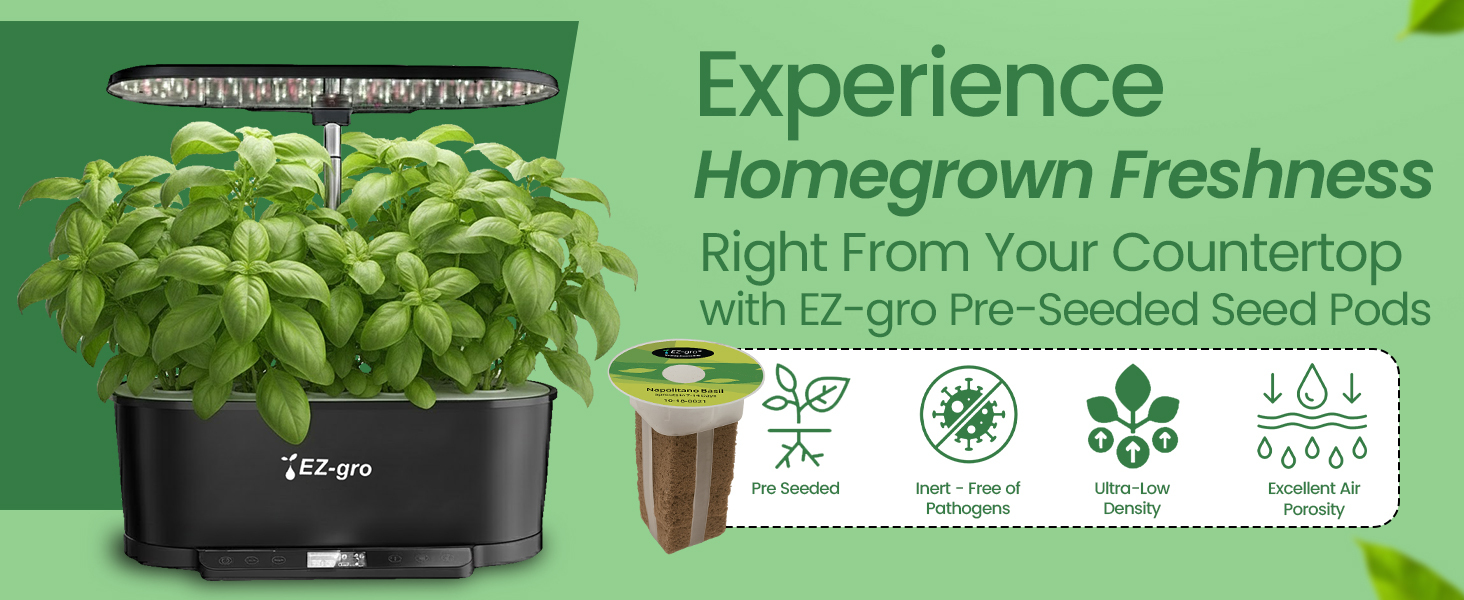 EZ-gro International Basil 12-pods producing fresh, aromatic basil varieties grown indoors with hydroponics