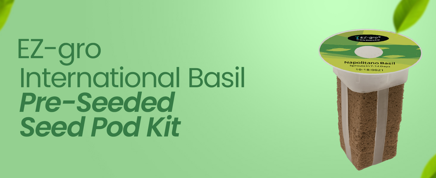 EZ-gro International Basil pre-seeded 12-pod kit with Genovese, Napolitano, and Marseille basil for hydroponic systems