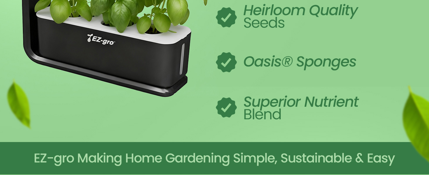 EZ-gro International Basil 12-pod kit for simple, sustainable hydroponic herb gardening indoors