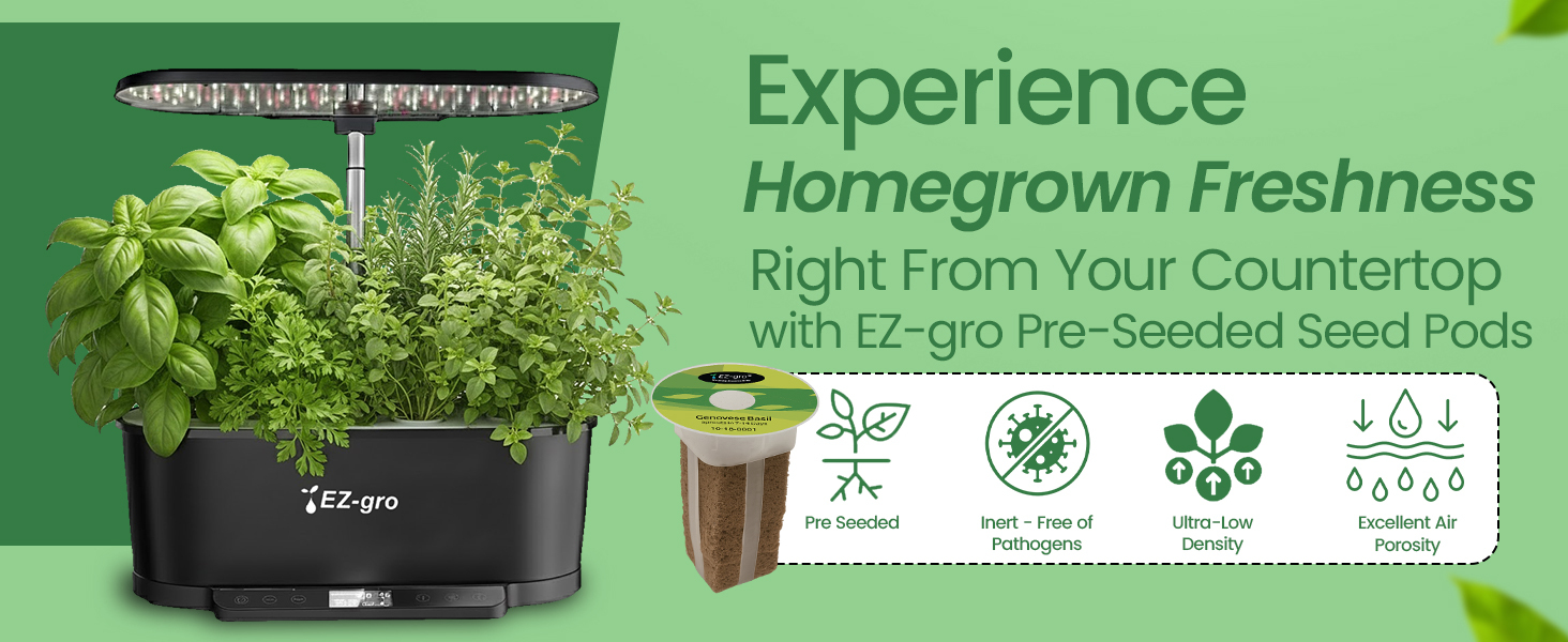 Fresh homegrown Italian herbs including basil, parsley, and oregano grown with EZ-gro hydroponic seed 12-pods