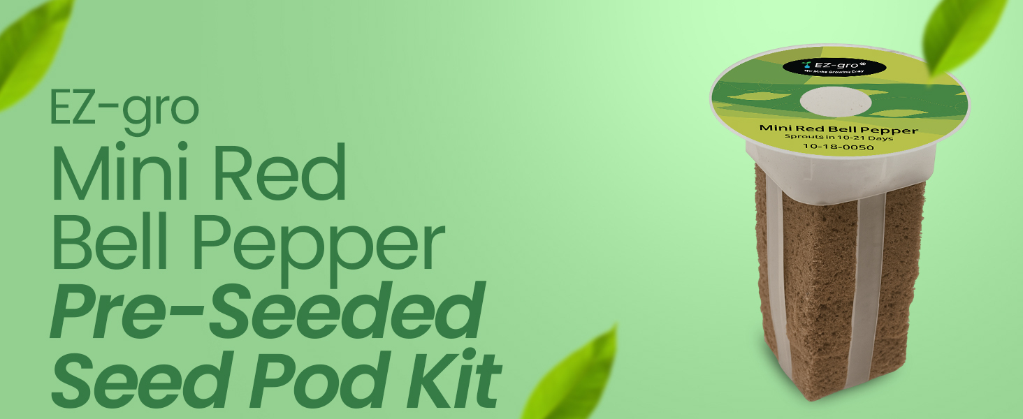 EZ-gro Mini Red Bell Pepper 3-pod pre-seeded seed kit for water gardens with soil-free growing pods