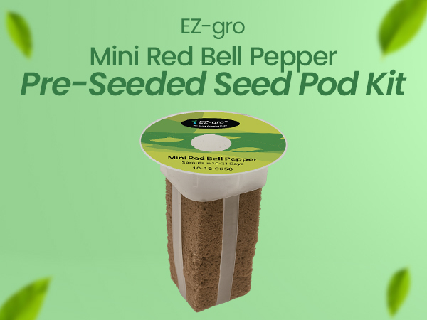 EZ-gro Mini Red Bell Pepper 3-pod pre-seeded seed kit for water gardens with soil-free growing pods