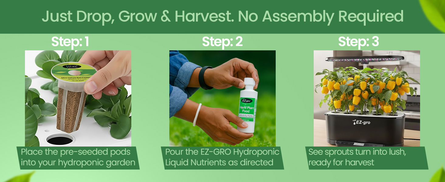 EZ-gro Mini Yellow Bell Pepper drop, grow, and harvest pre-seeded 3-pods for easy hydroponics