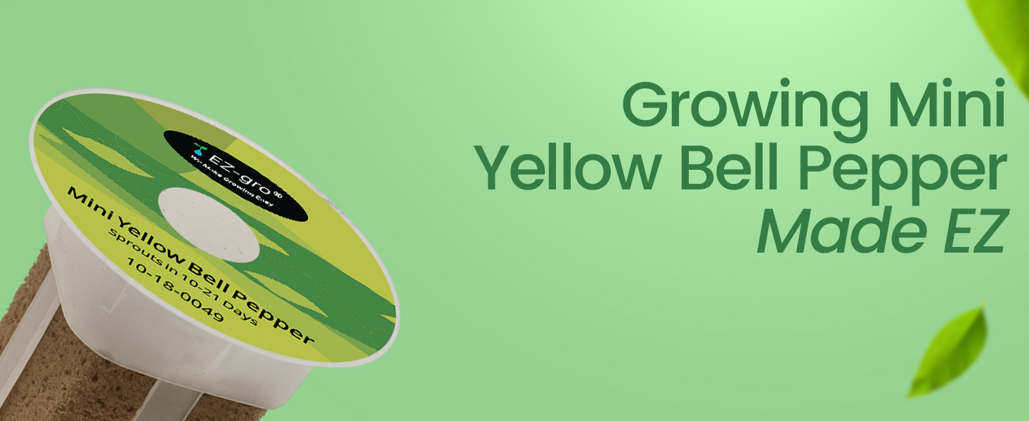 EZ-gro Mini Yellow Bell Pepper growing made EZ with no-assembly pre-seeded hydroponic 9-pods